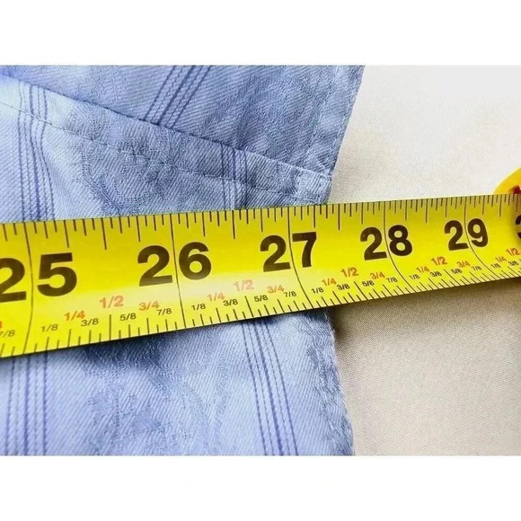 Tasso Elba Size XXL 18-18.5 Men's Blue Stripe Floral Pattern Long Sleeve Shirt - Picture 2 of 9